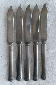 catalog photo of antique fruit knives, early 1900s vintage silverware, silver plate flatware