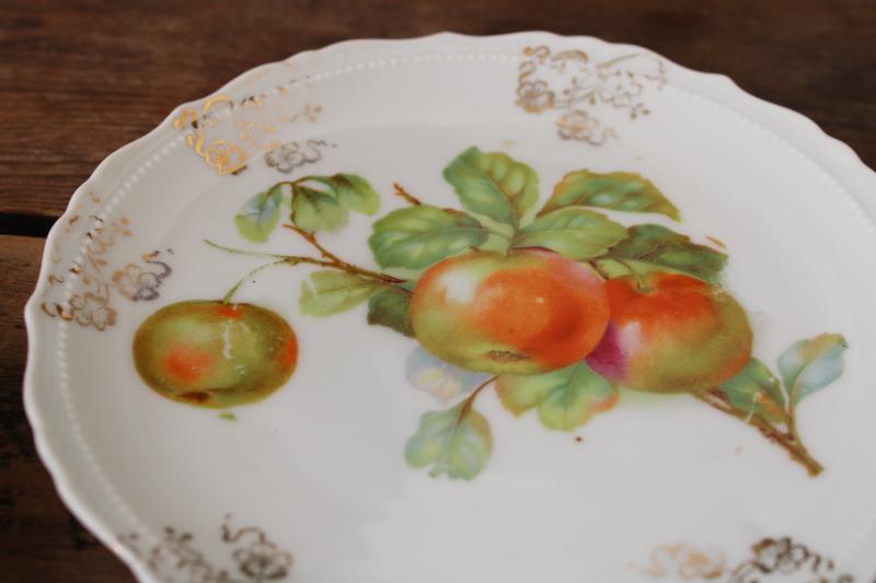 photo of antique fruit pattern china plates, early 1900s vintage dessert set w/ different fruits #2