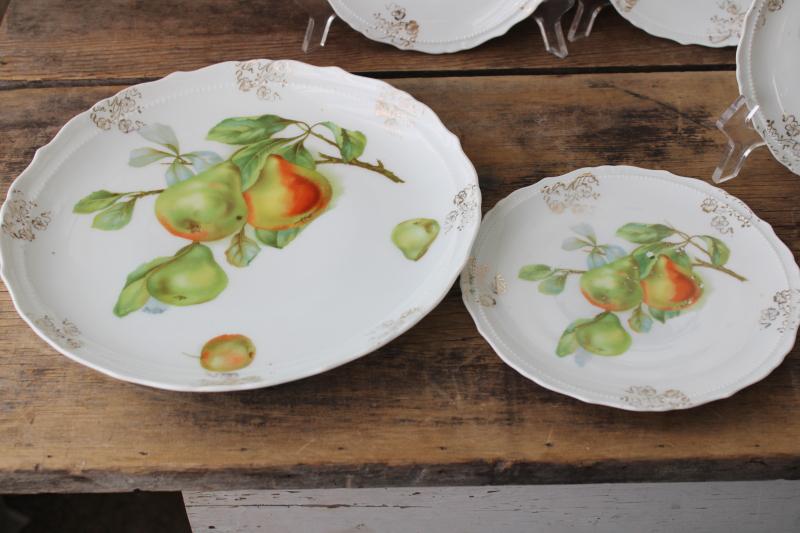 photo of antique fruit pattern china plates, early 1900s vintage dessert set w/ different fruits #9