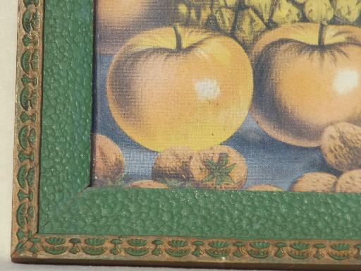 photo of antique fruit print in original painted wood frame, early 1900s vintage #2