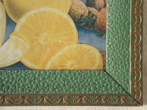 photo of antique fruit print in original painted wood frame, early 1900s vintage #3