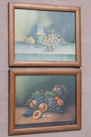 photo of antique fruit still life prints, framed lithographs late 1800s - early 1900s vintage #1