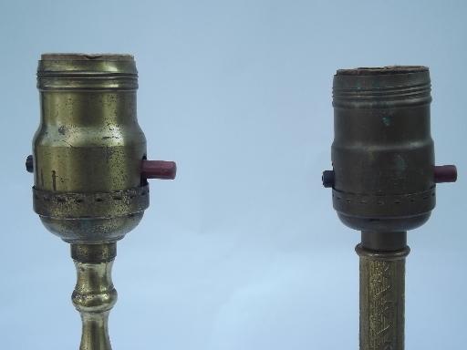 photo of antique glass and gold candlestick boudoir lamps, 20s 30s art deco vintage #2