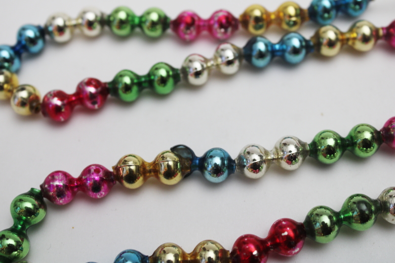 photo of antique glass bead Christmas garland, string for double bubble hourglass shape beads  #3