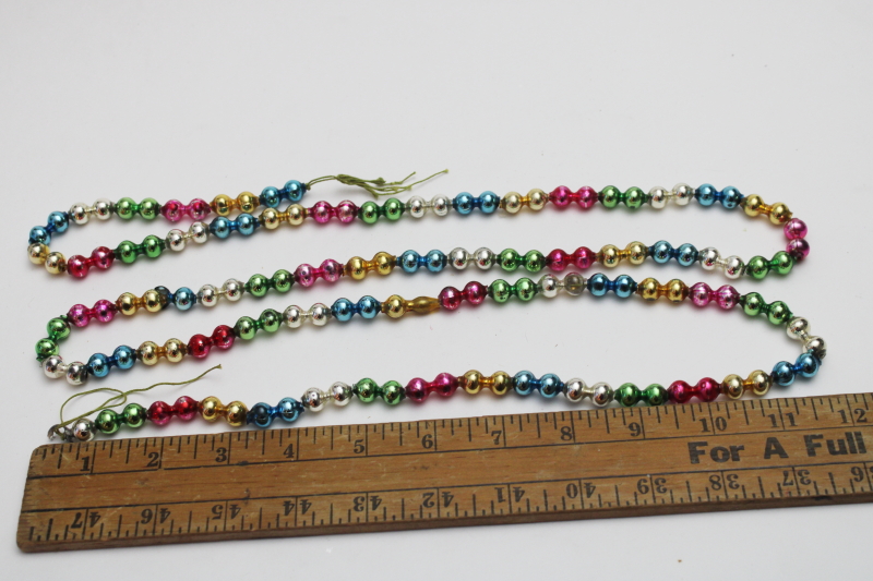 photo of antique glass bead Christmas garland, string for double bubble hourglass shape beads  #4
