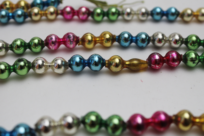 photo of antique glass bead Christmas garland, string for double bubble hourglass shape beads  #5