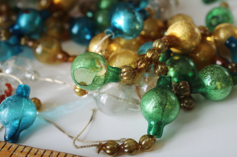 photo of antique glass bead Christmas garland, strings & loose beads, mini ornaments & glass beads  #3