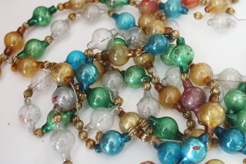 photo of antique glass bead Christmas garland, strings & loose beads, mini ornaments & glass beads  #4