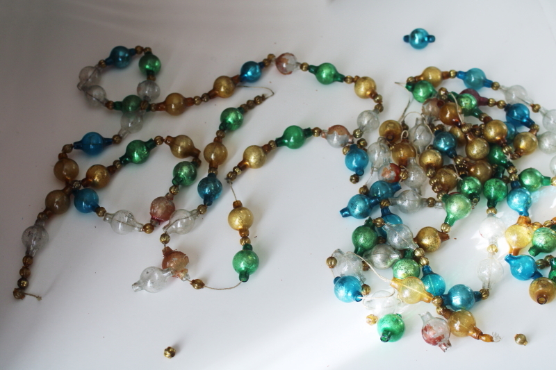 photo of antique glass bead Christmas garland, strings & loose beads, mini ornaments & glass beads  #5