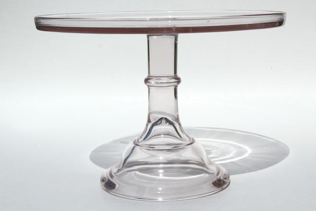 photo of antique glass cake stand, early 1900s vintage bakery pedestal plate, sun purple lavender glass #3