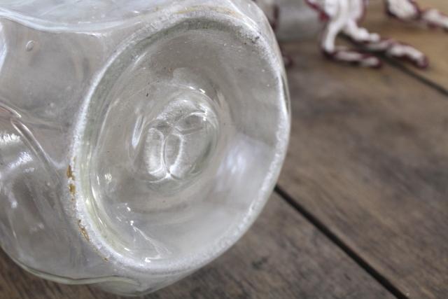 photo of antique glass canister jars, vintage store counter candy barrels w/ crochet lace fly covers #9