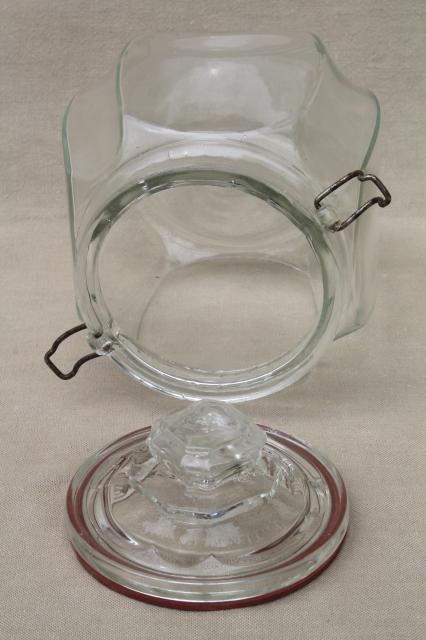 photo of antique glass canning jar canister w/ Weck style wire closure, embossed patent date 1900 #6