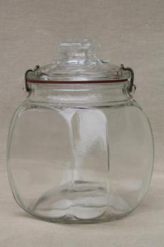 catalog photo of antique glass canning jar canister w/ Weck style wire closure, embossed patent date 1900