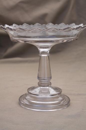 photo of antique glass comport, tall glass compote bowl or fruit stand pedestal dish #1