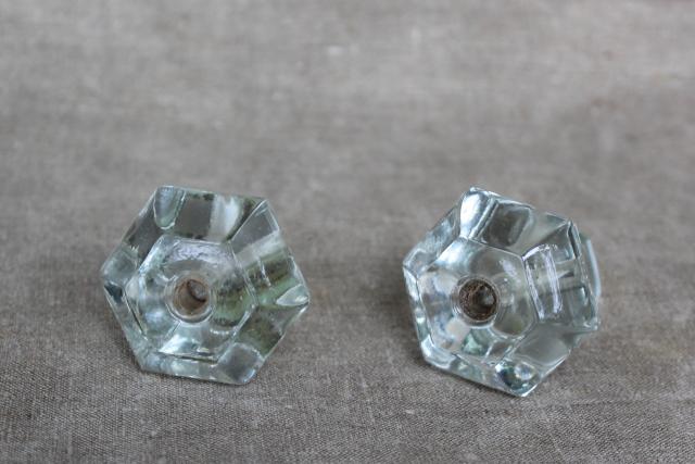 photo of antique glass drawer pulls - large knobs or small doorknobs, authentic vintage hardware #1