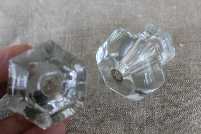 photo of antique glass drawer pulls - large knobs or small doorknobs, authentic vintage hardware #2