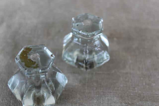 photo of antique glass drawer pulls - large knobs or small doorknobs, authentic vintage hardware #3