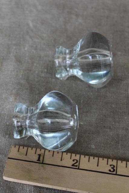 photo of antique glass drawer pulls - large knobs or small doorknobs, authentic vintage hardware #5