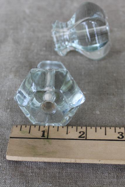 photo of antique glass drawer pulls - large knobs or small doorknobs, authentic vintage hardware #6