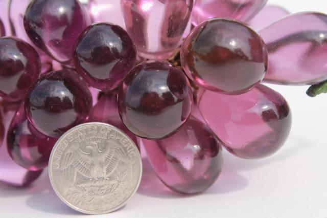 photo of antique glass fruit, amethyst purple & crystal clear glass grapes, early 1900s vintage #4
