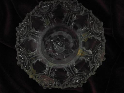 photo of antique glass fruit bowls, puffy roses or carnation pattern goofus glass #2