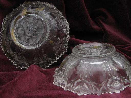 photo of antique glass fruit bowls, puffy roses or carnation pattern goofus glass #4