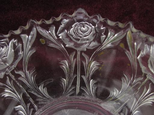 photo of antique glass fruit bowls, puffy roses or carnation pattern goofus glass #5