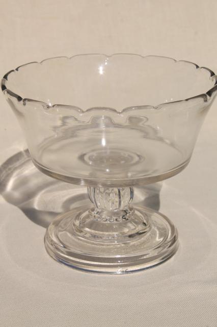 photo of antique glass fruit stand or trifle bowl, heavy old pressed pattern glass #3