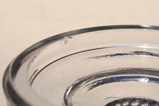 photo of antique glass fruit stand or trifle bowl, heavy old pressed pattern glass #6