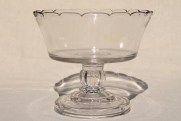 catalog photo of antique glass fruit stand or trifle bowl, heavy old pressed pattern glass