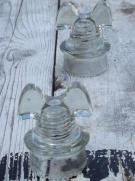 catalog photo of antique glass insulators, mickey mouse vintage Hemingray insulators