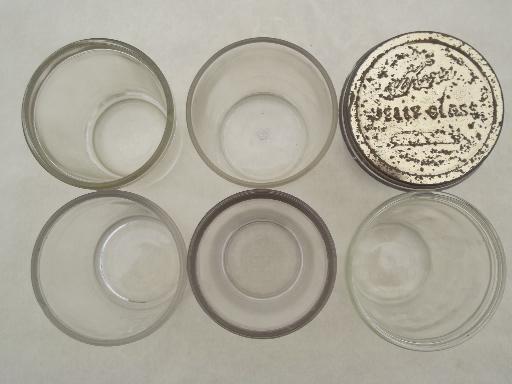 photo of antique glass jelly jar lot, vintage 1906 tumbler jars drinking glasses #2