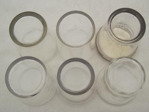 photo of antique glass jelly jar lot, vintage 1906 tumbler jars drinking glasses #3