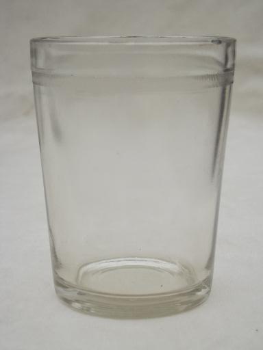 photo of antique glass jelly jar lot, vintage 1906 tumbler jars drinking glasses #9