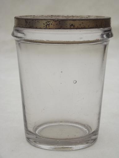 photo of antique glass jelly jar lot, vintage 1906 tumbler jars drinking glasses #10