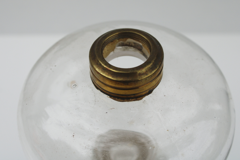 photo of antique glass kerosene oil lamp, pressed glass lamp base early 1900s vintage #2