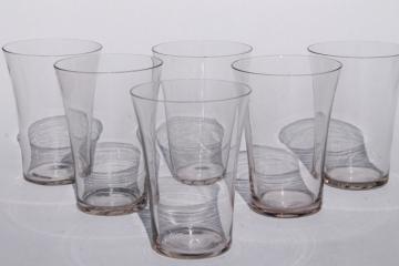 catalog photo of antique glass lemonade glasses, flared shape flat tumblers, early 1900s vintage