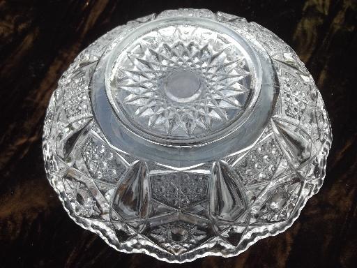 photo of antique glass serving dishes & bowls, brilliant star pattern vintage glassware #5