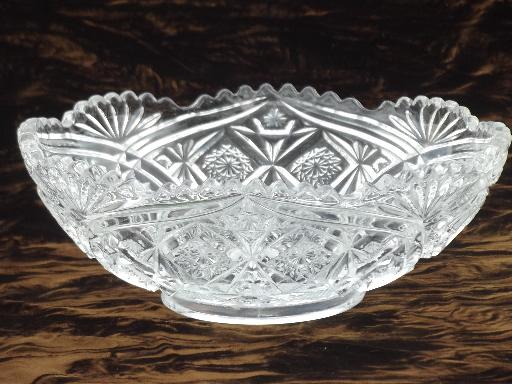 photo of antique glass serving dishes & bowls, brilliant star pattern vintage glassware #6