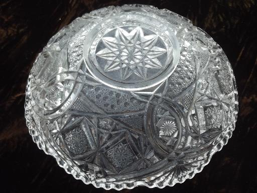 photo of antique glass serving dishes & bowls, brilliant star pattern vintage glassware #8