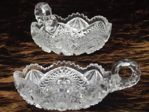 photo of antique glass serving dishes & bowls, brilliant star pattern vintage glassware #9