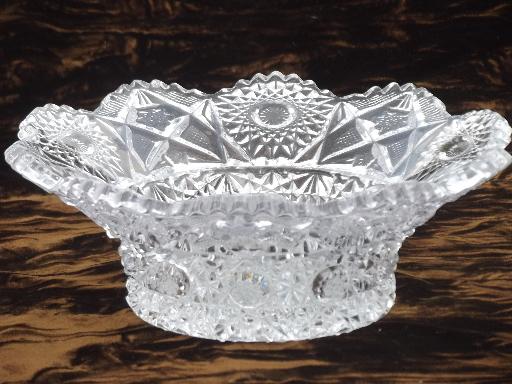 photo of antique glass serving dishes & bowls, brilliant star pattern vintage glassware #15