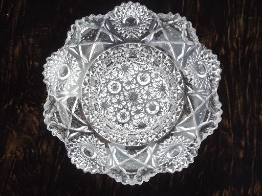 photo of antique glass serving dishes & bowls, brilliant star pattern vintage glassware #16