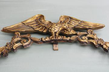 catalog photo of antique gold Federal eagle crown ornament, Victorian vintage architectural gesso wood mirror frame