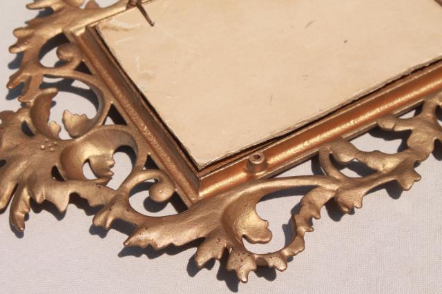 photo of antique gold cast metal picture frame w/ vintage sepia tone baby photo #2