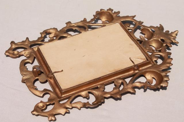 photo of antique gold cast metal picture frame w/ vintage sepia tone baby photo #7