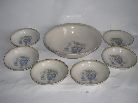 photo of antique grapes & luster china berry bowls set, vintage McNichol - Ohio #1