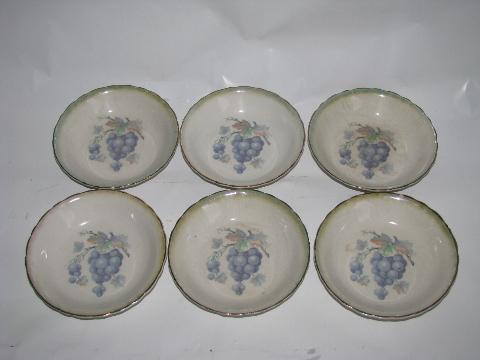 photo of antique grapes & luster china berry bowls set, vintage McNichol - Ohio #4