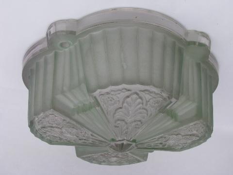 photo of antique green glass lamp shade for ceiling fixture light, vintage 1920s lighting #1