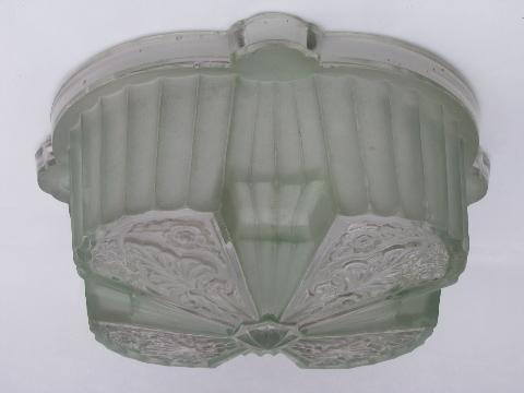 photo of antique green glass lamp shade for ceiling fixture light, vintage 1920s lighting #2